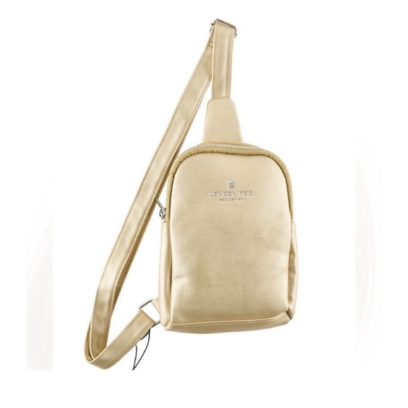 London Fog Janice Gold Sling Bag Crossbody Double Compartment NWT $68 - Picture 4 of 6